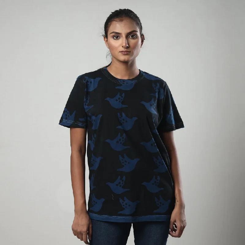 Black - Bindaas Block Art Printed Cotton Round Neck T-shirt