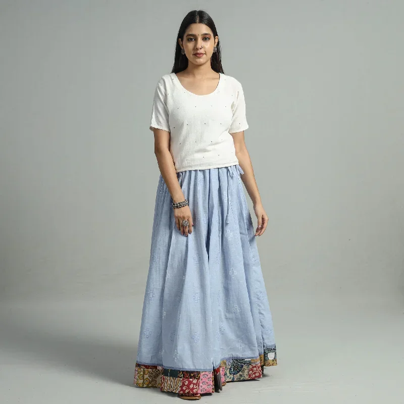 Blue - Jacquard Patchwork 24 Kali Cotton Long Skirt 42