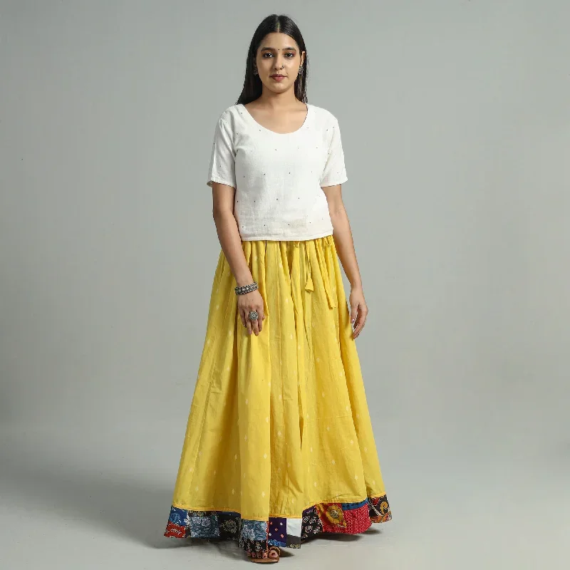 Yellow - Jacquard Patchwork 24 Kali Cotton Long Skirt 46