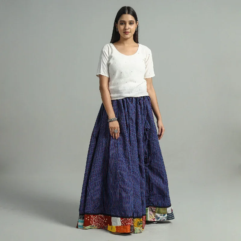 Blue - Jacquard Patchwork 24 Kali Cotton Long Skirt 49