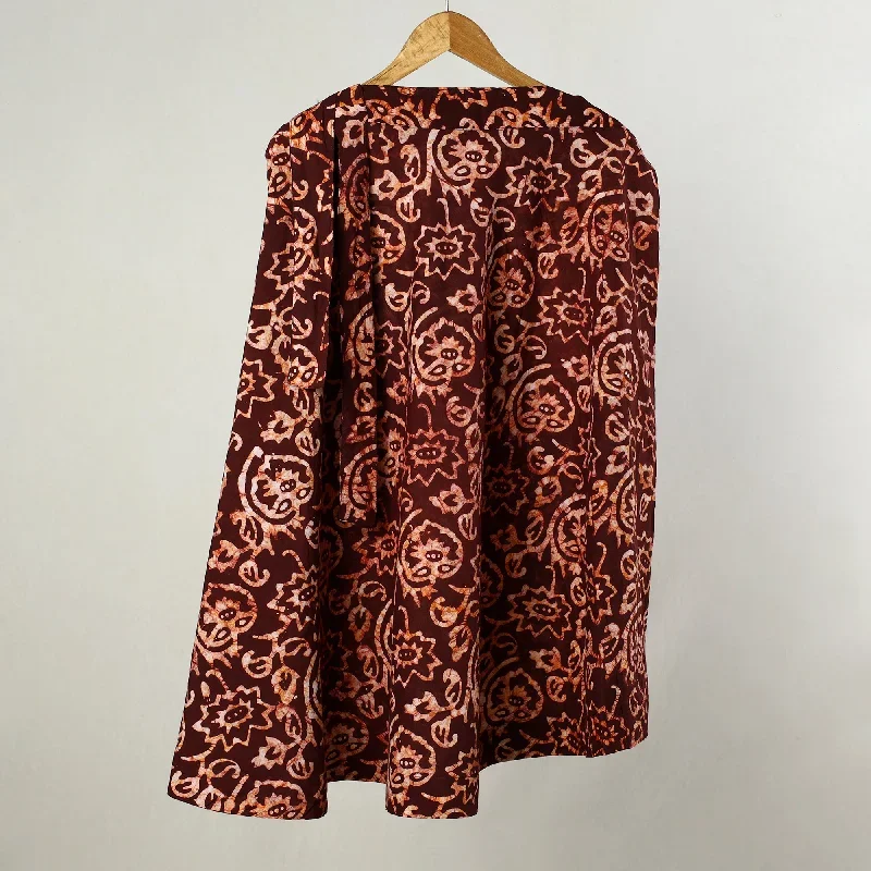 Maroon - Hand Batik Printed Cotton Wrap Around Skirt 01