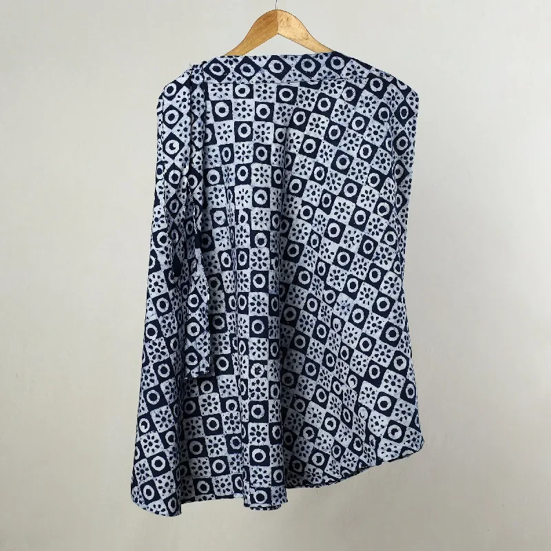 Blue - Hand Batik Printed Cotton Wrap Around Skirt 02