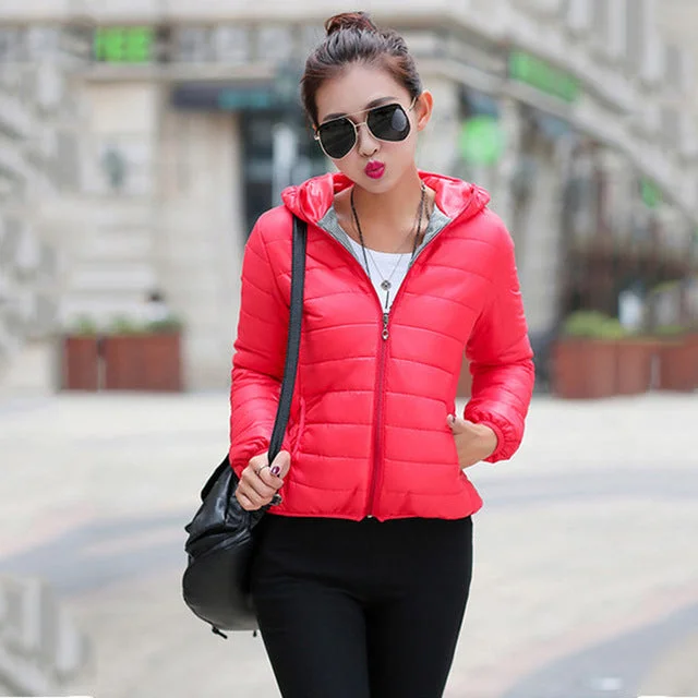 2018 new winter jacket women autumn hooded Coat Female Spring Jacket Women Padded cotton Parkas Casual Thin light Basic Jackets