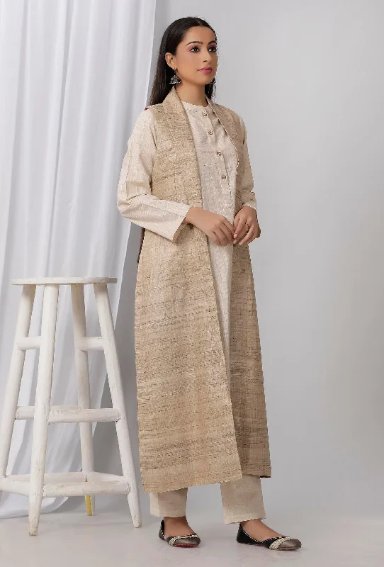 Mud Brown Long Cotton Khadi Jacket