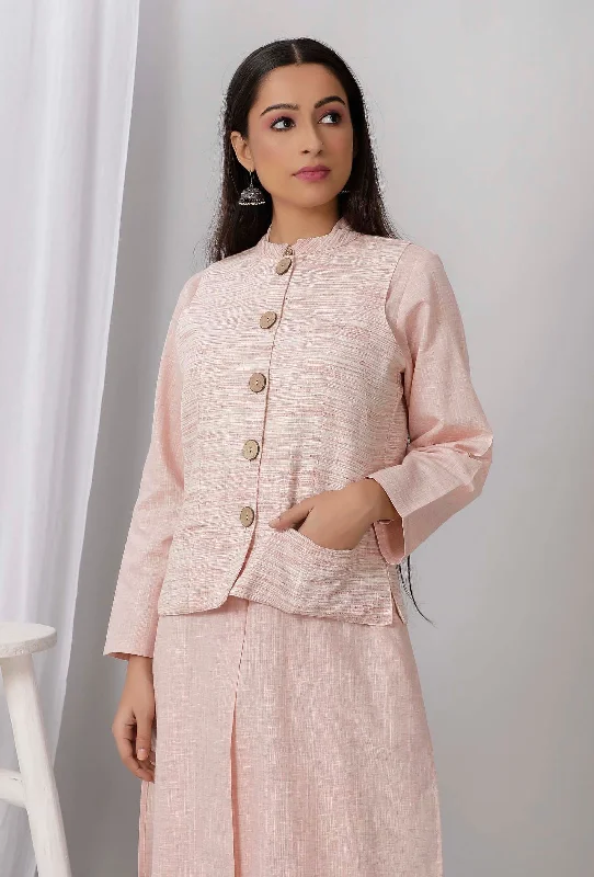 Pink Sleeveless Nehru Jacket