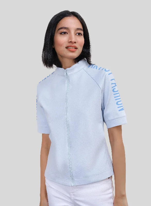 Women's Artist Fashion Short-Sleeve Zip-Up