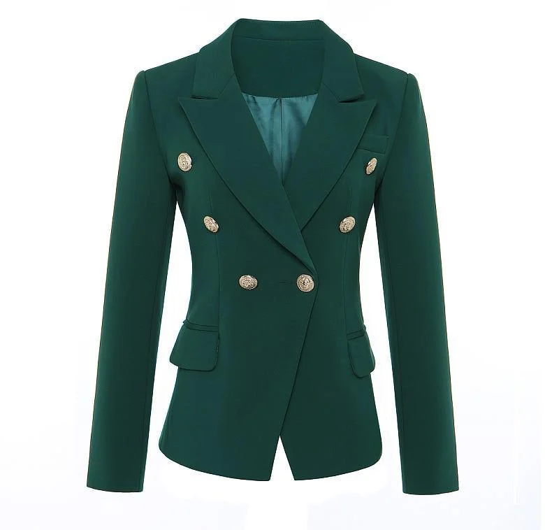 Dark Green Blazer Women - Casual - Plain-Solid