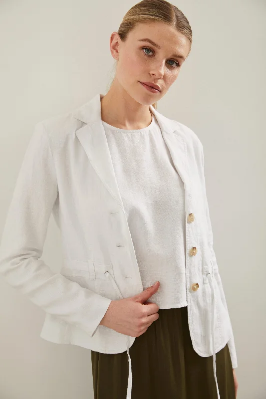 Casual linen blazer with drawstring