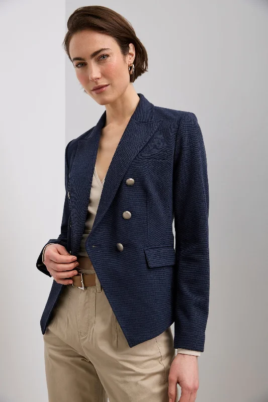 Double Breasted Stretch Textured Jacket