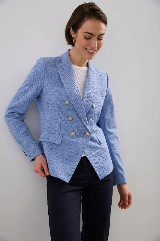 Double Breasted Stretch Textured Jacket