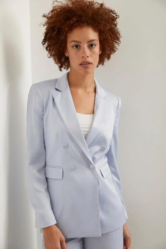 Fitted double breast sateen blazer