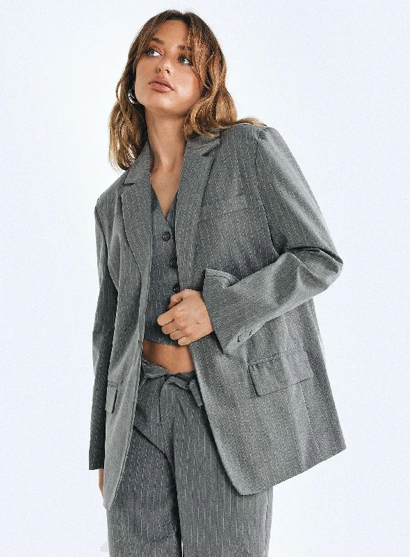 Purley Pinstripe Blazer Grey