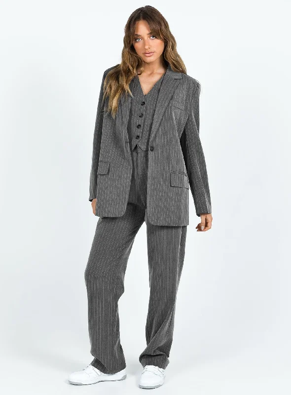 Purley Pinstripe Blazer Grey