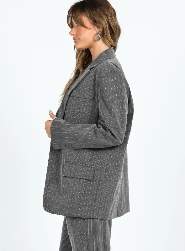 Purley Pinstripe Blazer Grey