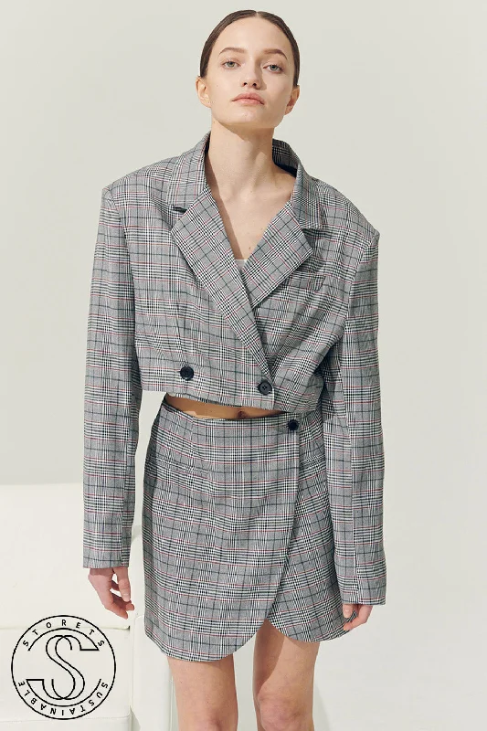 Re:born Eva Two Button Blazer in Plaid