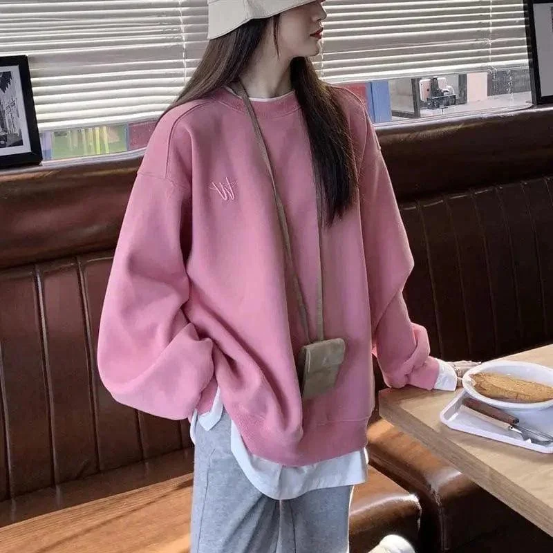 Korean Version Of Loose Thin Spring Fake Two Pieces Hoodie