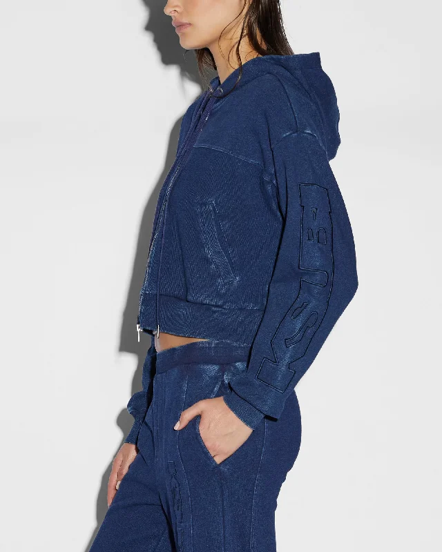 ORIGIN CROP HOODIE INDIGO SPLICED