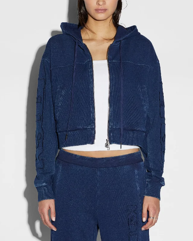 ORIGIN CROP HOODIE INDIGO SPLICED