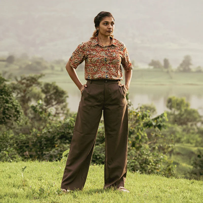 Kalamkari Cotton Shirt for Women | Red