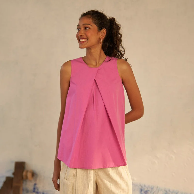 Pure Cotton Pink Top for Women | Sleeveless