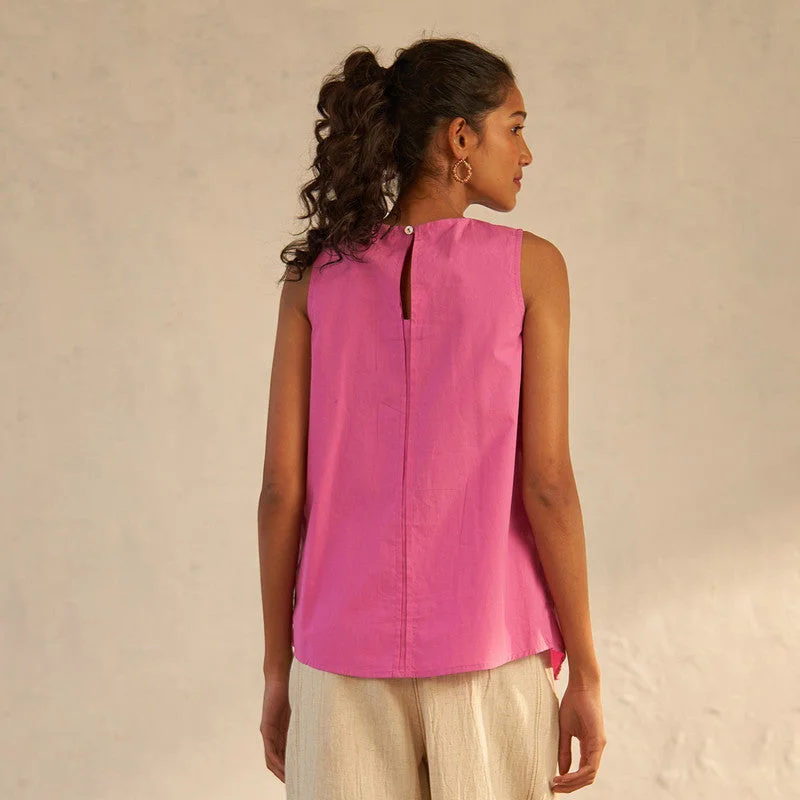 Pure Cotton Pink Top for Women | Sleeveless