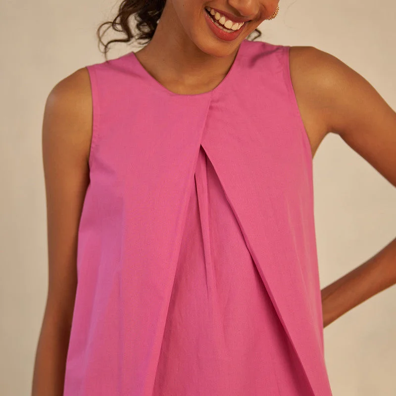 Pure Cotton Pink Top for Women | Sleeveless