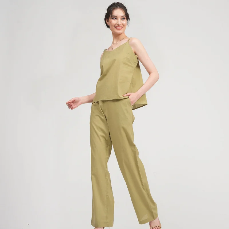 Cotton Linen Co Ord Set | Sage Green