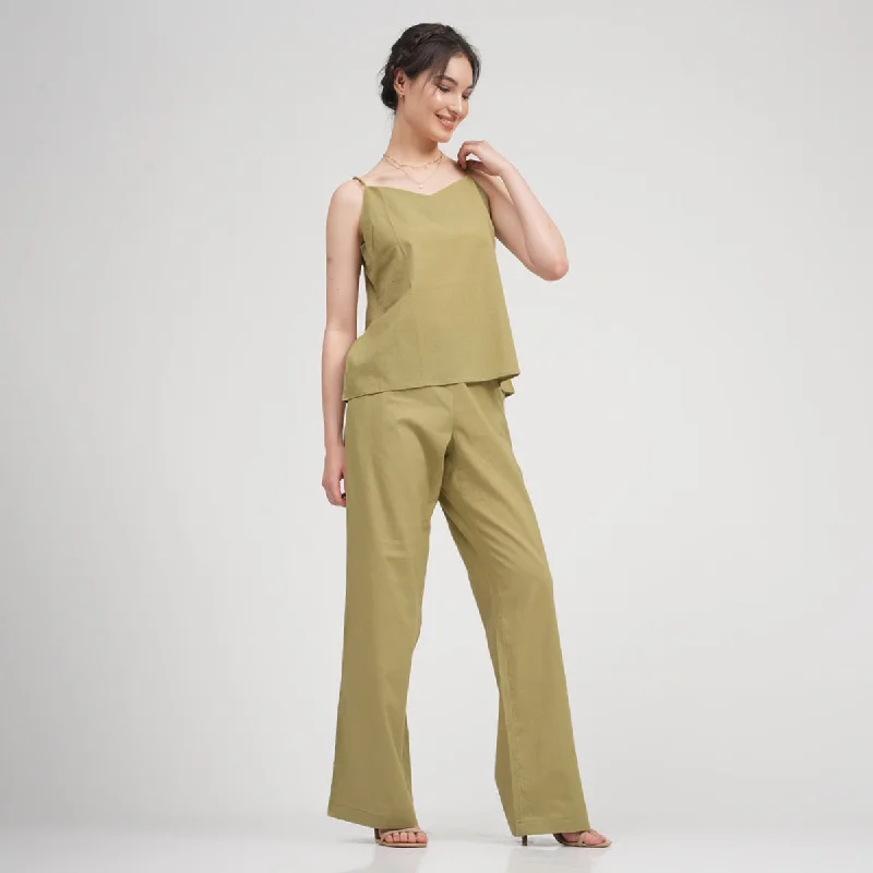 Cotton Linen Co Ord Set | Sage Green