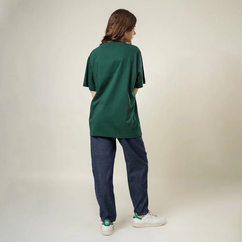 Organic Cotton Oversized T-Shirt for Women | Green | Crew Neck