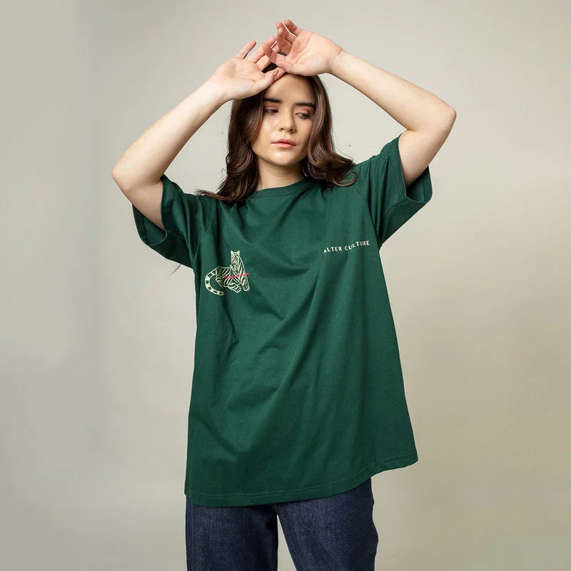 Organic Cotton Oversized T-Shirt for Women | Green | Crew Neck