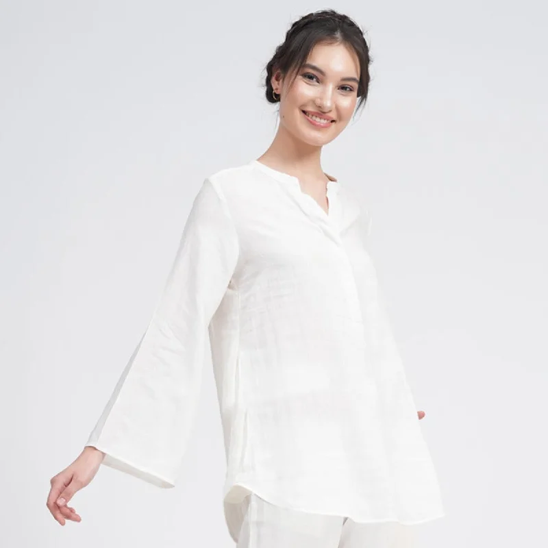 Linen Top for Women | Cream | Full Sleeves