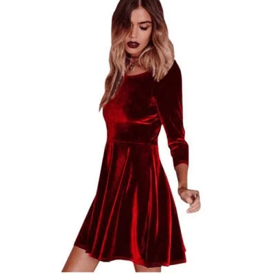 Amy Fashion - Swing Hem Velvet Dress