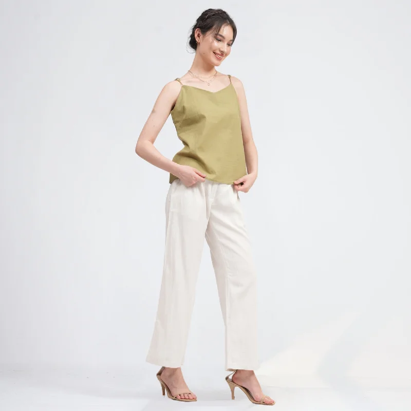 Organic Cotton Co Ord Set for Women | Sage Green & Cream