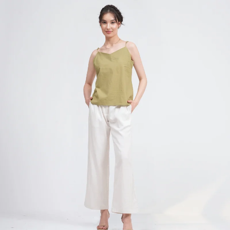 Organic Cotton Co Ord Set for Women | Sage Green & Cream