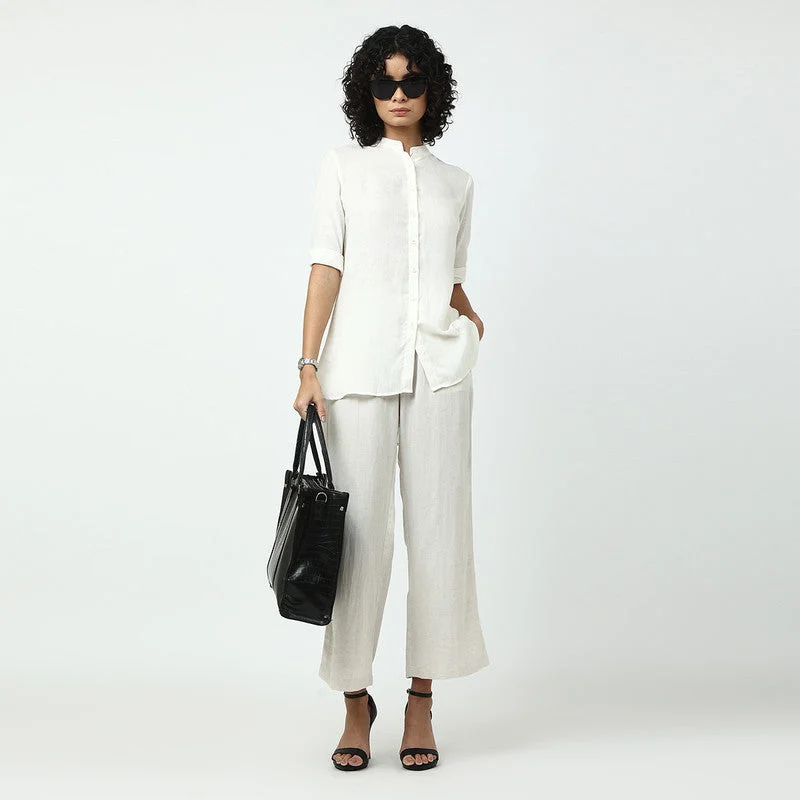 Linen Modal Women Co Ord Set | Off-White