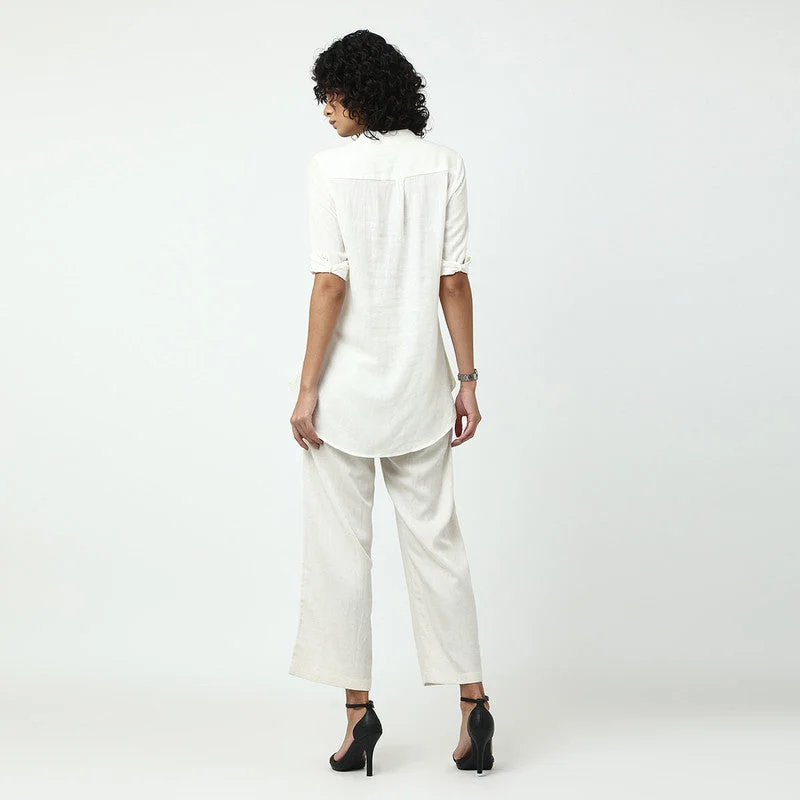 Linen Modal Women Co Ord Set | Off-White