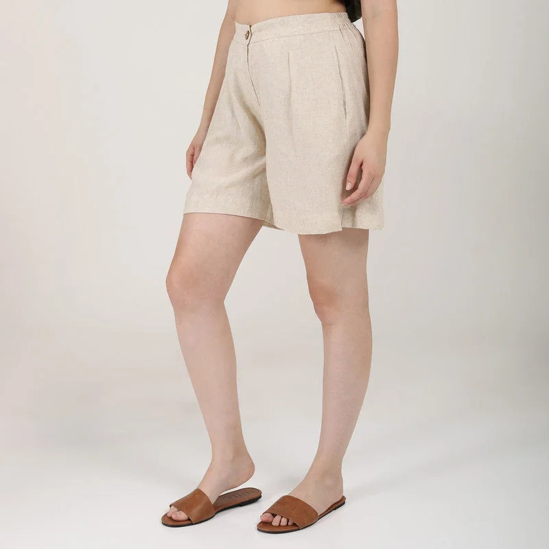 Linen Shorts for Women | Beige