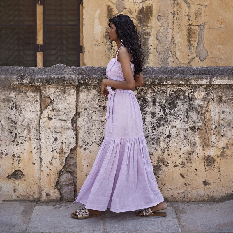 Pure Linen Skirt | Tie-Up Style | Lavender