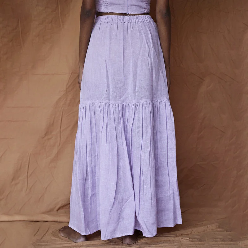 Pure Linen Skirt | Tie-Up Style | Lavender