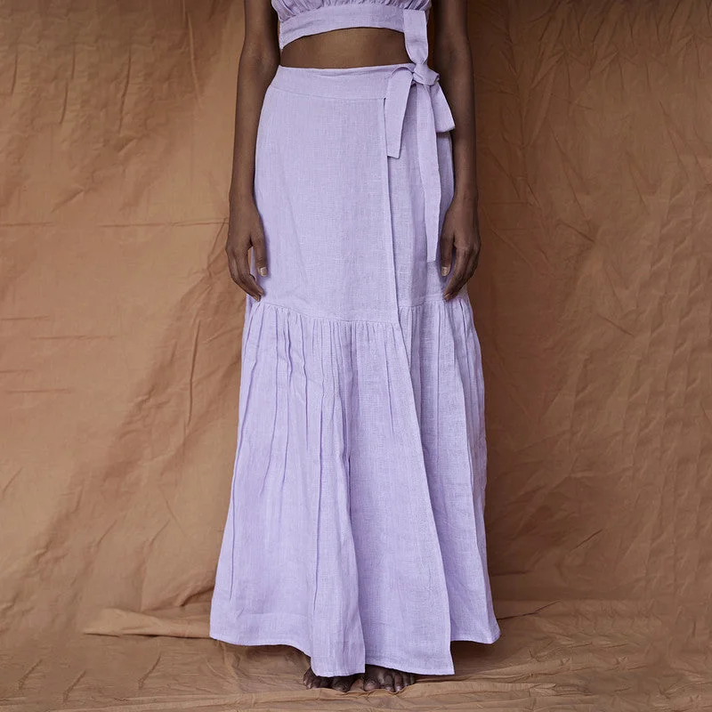 Pure Linen Skirt | Tie-Up Style | Lavender