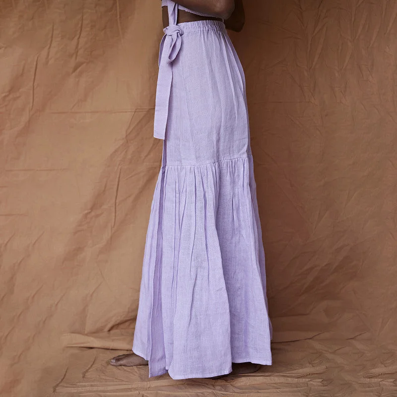 Pure Linen Skirt | Tie-Up Style | Lavender