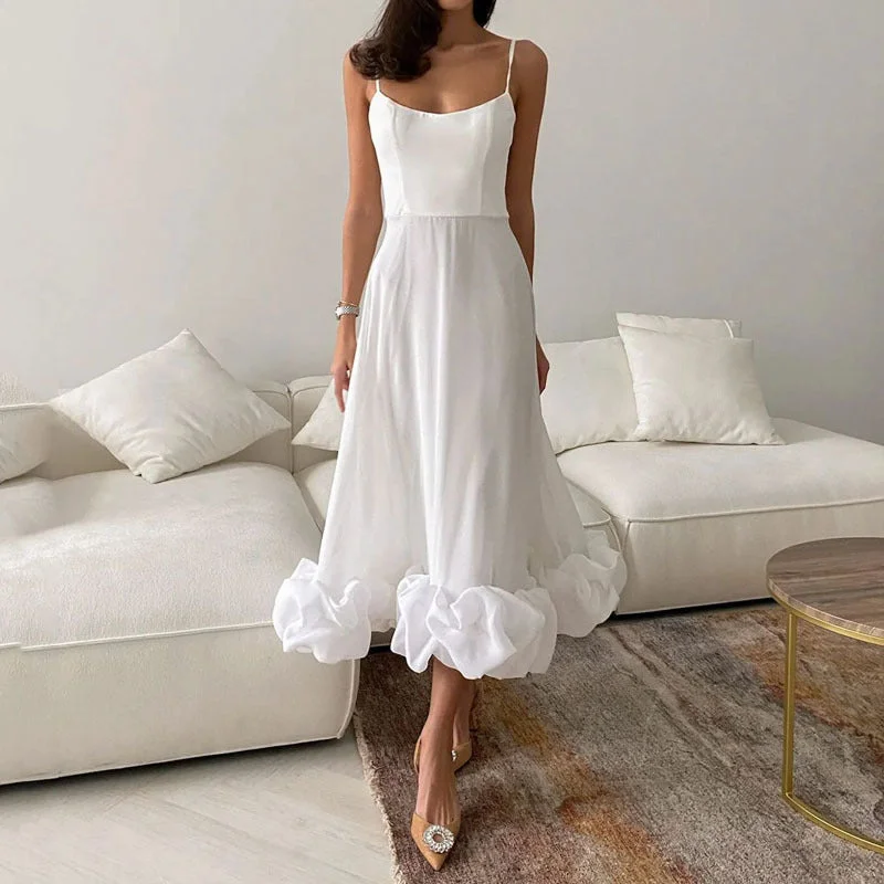 Women's Fashion Dress Summer Strap Large Solid Dresses