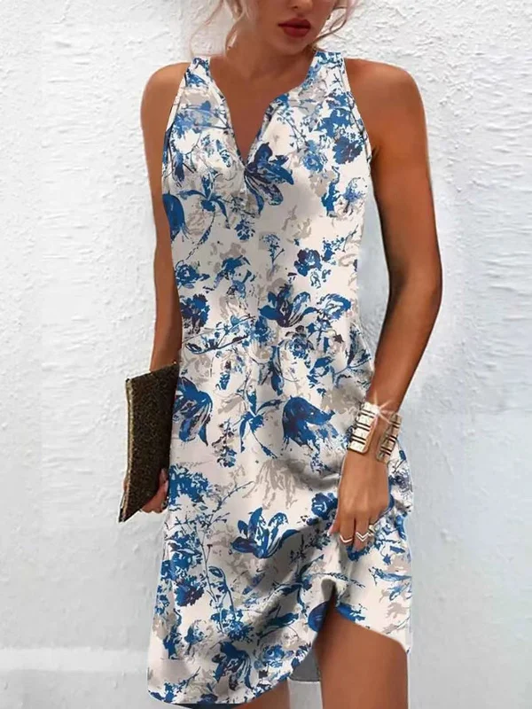 Women's Fashion Summer Slimming Printed Long Dress Dresses