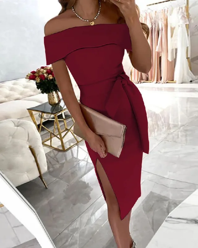 Women's Fashion Wear Solid Color Regular Split Dresses