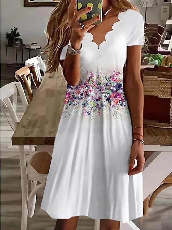 Women's Summer Digital Printed Short-sleeved Dress Dresses