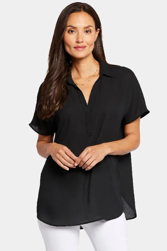 Becky Short Sleeved Blouse - Black