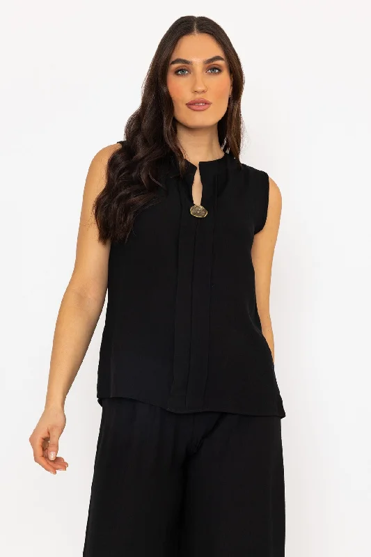 black-button-detail-sleeveless-top