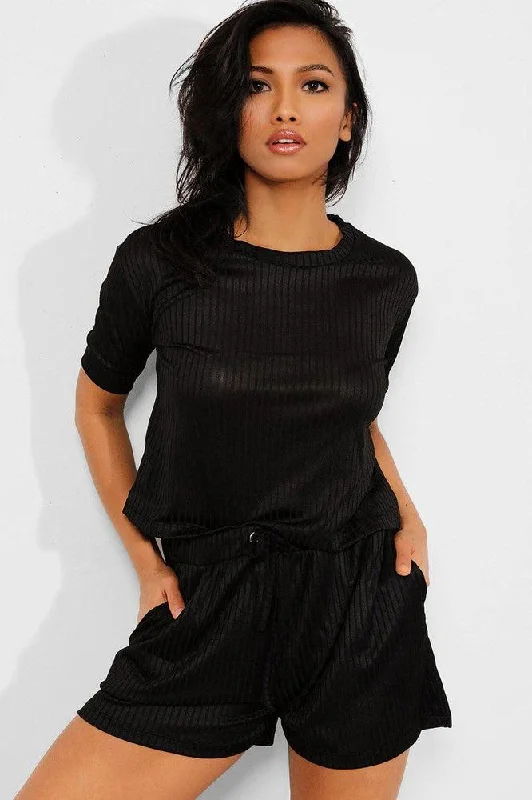 black-ribbed-shorts-and-tee-set