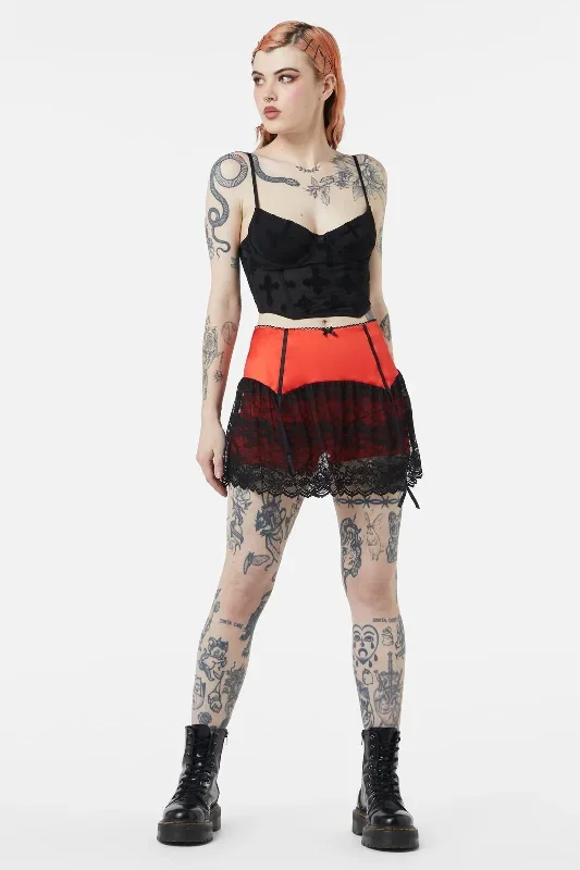 Boudoir Satin Lace Skort