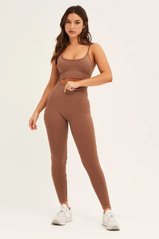 brown-seamless-top-and-shorts-activewear-set-aw11098-f